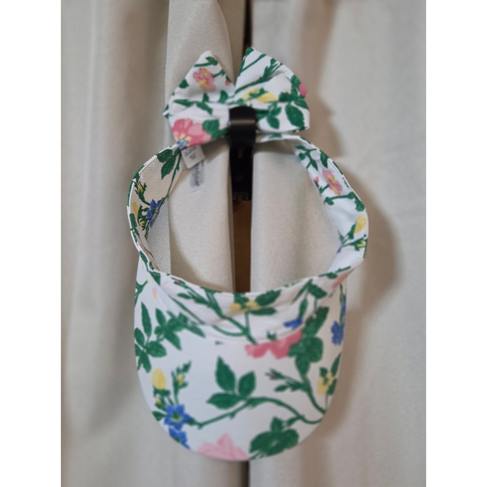 Janie and Jack Floral Bow Sun Visor Hat White Pink Blue Toddler Girls 12-24M